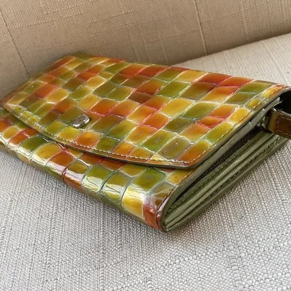 Cocco Fiore Women Clutch Wallet Multi Color Patent Leather Card Holder Purse - Picture 3 of 12